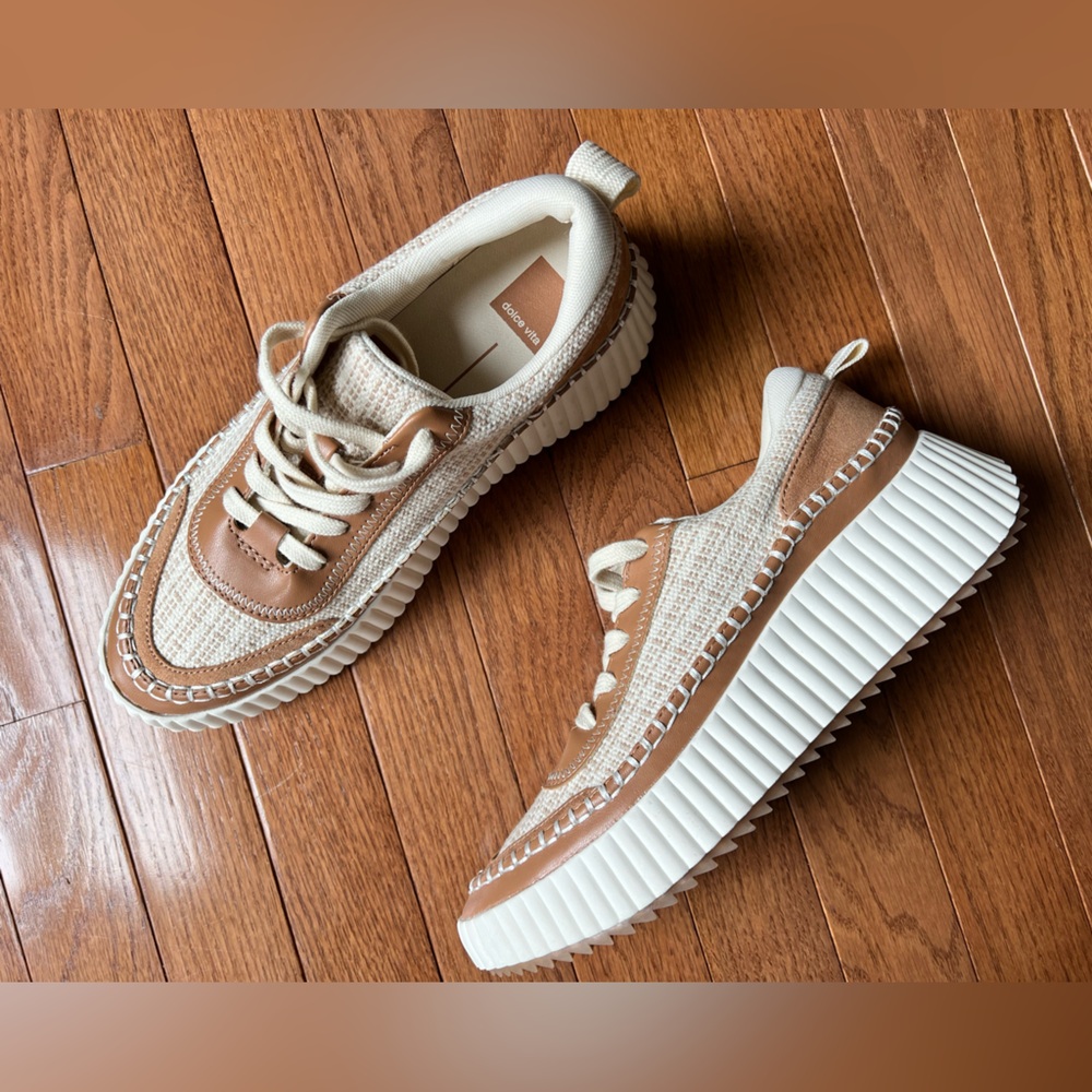 Dolce Vita Dannis Sneaker Platform Knit Womens 9 Woven Brown